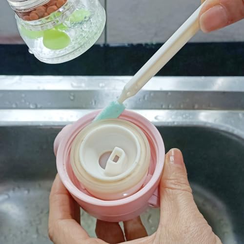 NewFeru Bottle Cap Brush Mini with Little Flat Detail Scrubbers, Tiny Crevice Split Crack Cleaner for Cleaning Groove Gap Corner of Lids, Window Door Tracks, Grout, Small Parts, and Keyboard (3)