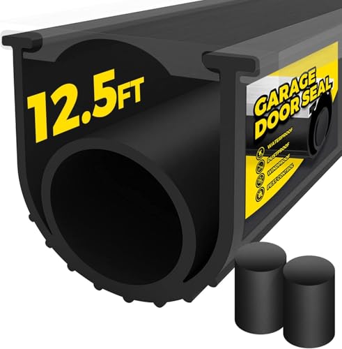 Holikme Garage Door Seals Bottom Rubber, Flexible EPDM Garage Door Seal, Garage Door Weather Stripping Kit Seal Strip Replacement, 5/16 Inch T-End, 4 1/8 Inch Width (12.5Ft, Black) - size: 12.5ft-black-epdm