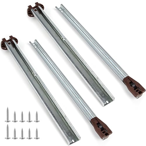 Drawer Slides Center Track for Kenlin Rite-Trak II Rails Kit, 15 Inch Drawer Metal Slides with Stop & Roller, Replacement for Dresser Nightstand Wardrobe Cabinet Drawer Tracks and Rails Kits (2 Pack) - color: 2 Pack, size: 13.7 Inch & 15.35 Inch