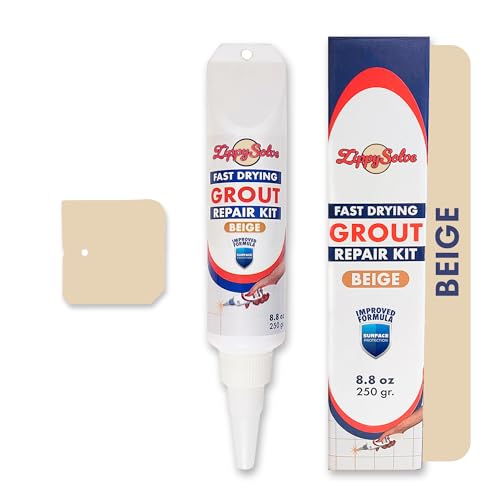 ZippySolve Tile Grout, Repair Kit, Restore & Renew Tile Joints Line, Fast Drying Tile Grout Paint Squeeze Tube for Bathroom Shower Kitchen Floor, Waterproof (8.8 oz, Beige) - style: Beige