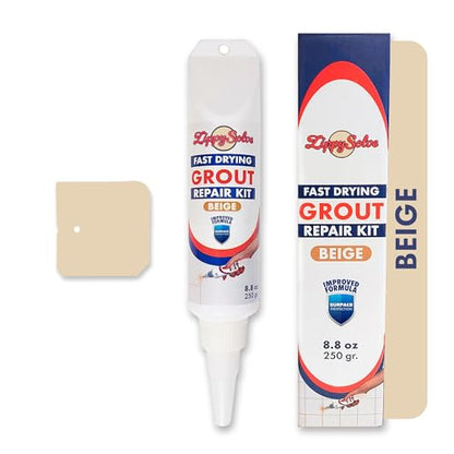 ZippySolve Tile Grout, Repair Kit, Restore & Renew Tile Joints Line, Fast Drying Tile Grout Paint Squeeze Tube for Bathroom Shower Kitchen Floor, Waterproof (8.8 oz, Beige) - style: Beige