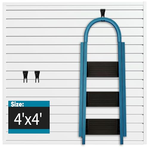Brakki PVC Slat Wall Paneling 4x4 ft, Garage Organizer Storage System, White Slatwall Panels for Garage Organization Product, Heavy Duty Wall Mounted Tool Storage for Home - color: White, size: 4x4 ft