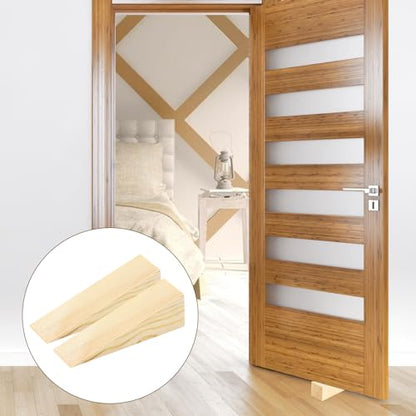 4 Pcs Wooden Door Stop Stopper Solid Non-Slip Doorstop Shims Triangle Wood Block Security Door Stopper Fit for Bottom of Door On Tile, Concrete, Carpet, Wooden Floor