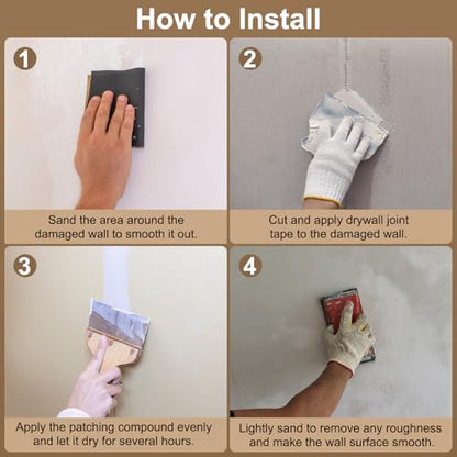 PATIKIL Drywall Repair Mesh Tape, 8 inch x 164 ft Fiberglass Repair Patch Self-Adhesive Dry Wall Joint Tape 7 Mesh Wall Hole Crack and Seam Patch, White - size: 8 inch x 164 Feet