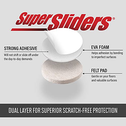Super Sliders Self-Stick Furniture Felt Pads & Cabinet Bumpers- Protect Hardwood, Tile & Laminate Surfaces, Brown/Clear (270)