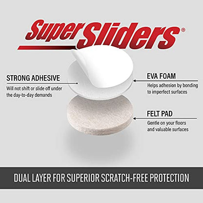 Super Sliders Self-Stick Furniture Felt Pads & Cabinet Bumpers- Protect Hardwood, Tile & Laminate Surfaces, Brown/Clear (270)