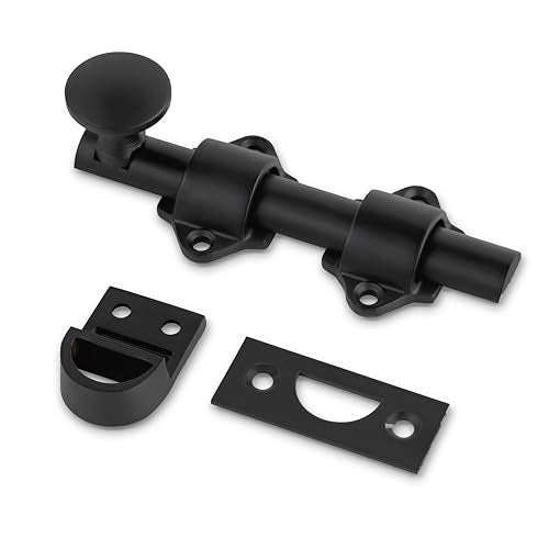Mega Handles Dutch Door Bolt - 4 Inch Heavy Duty Slide Bolt Latch, Easy to Install Slide Latch for Dutch Doors, Suitable Slide Bolt for Toy Boxes, Cabinets, Pantry Doors and More - Matte Black - color: Matte Black, size: 1 Pack