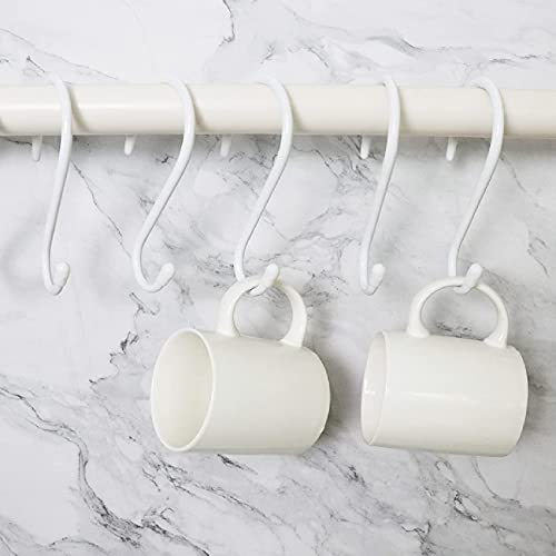 DINGEE 6 Inch Large White Heavy Duty S Hooks, 12 Pack, 7mm Thick Vinyl Coated, Non Slip Sturdy Metal S Hooks for Hanging Plants, Close, Bird Feeders, Large Objects, Tools, Bikes - color: White, size: 6 Inch-12 Pack