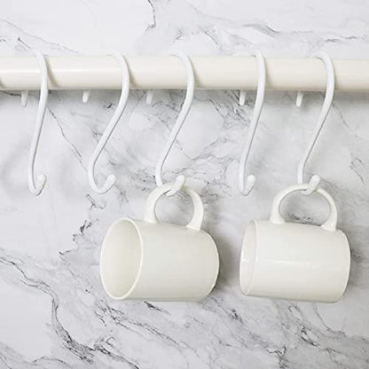 DINGEE 6 Inch Large White Heavy Duty S Hooks, 12 Pack, 7mm Thick Vinyl Coated, Non Slip Sturdy Metal S Hooks for Hanging Plants, Close, Bird Feeders, Large Objects, Tools, Bikes - color: White, size: 6 Inch-12 Pack