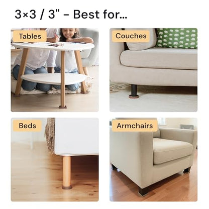 CasterMaster Non Slip Furniture Pads for Hardwood Floors - Circular (Brown, 3'' x 3'' - 4 Pack) - Round Furniture Cups & Chair Leg Floor Protectors for Scratch-Free Floors - Non Slip Caster Cups - size: 3'' x 3'' (Pack of 4)