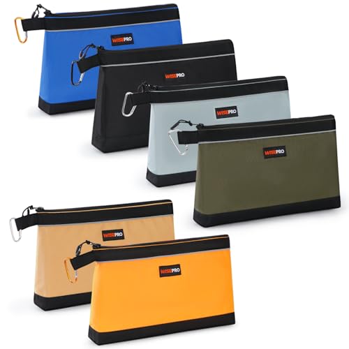 Zipper Tool Pouches, Multi-Purpose Utility Tool Bags Organizer for Small Hand Tools, Screws, Nails, Hardware, Pliers & Wrenches, Storage Pouch Set for Electricians, Plumbers, HVAC & Mechanics - color: Khaki, Gray, Orange, Blue, Black and Army Green, size: