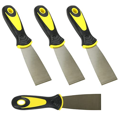 Harrier Hardware 4-Pack Soft Grip Handle Putty Scraper Knife, Flexible Blade, 1.5-inch Wide