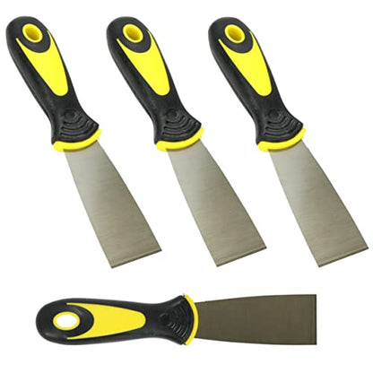 Harrier Hardware 4-Pack Soft Grip Handle Putty Scraper Knife, Flexible Blade, 1.5-inch Wide