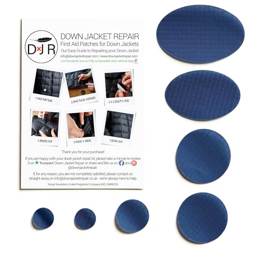 Down Jacket Repair Patches - Self-Adhesive Down Jacket Repair Patches | Waterproof, Tear-Resistant, Pre-Cut Patches | 7-Piece Set for Outdoor Gear, Sleeping Bags & Tent - color: Dark Blue