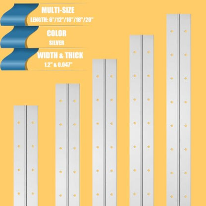 2PCS 20Inch Continuous & Piano Hinges, Heavy Duty Stainless Steel Piano Hinge with Hole, 0.05" Thickness/1.2" Open Width Folding Cabinet Door Butt Hinge - color: Silver, size: 20 Inch