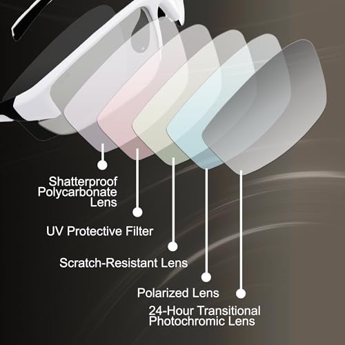 Global Vision Hercules 7 Safety Sunglasses Photochromic Auto-Darkening Clear to Smoke Lens ANSI Z87.1 - color: White