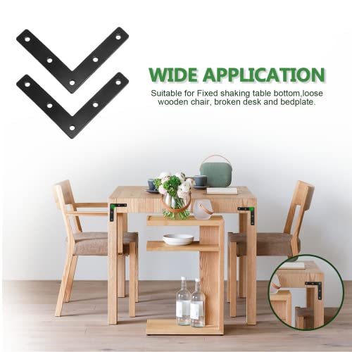 Uenhoy 10 Pcs L Shape Flat Mending Plates 80mm x 80mm (3.15" x 3.15") Flat Corner Braces, Right Angle Photo Frame Bracket, Black - size: 80x80mm/3.15"x3.15", style: L Shape
