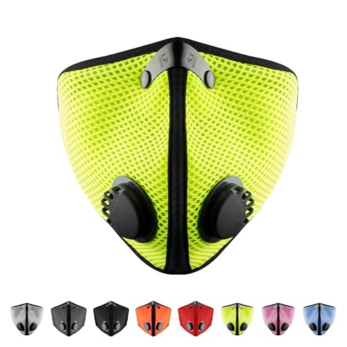 RZ Mask M2 Mesh Air Filtration Face Protection Dust Mask with 99.9% Effective Carbon Filters for Woodworking, Construction, X-Large, Safety Green