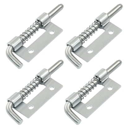 4Pcs Stainless Steel Flat Pin Spring Latch with Hole, 52mm/2.05" Length Spring Latch Hinge Latch with Screws for Cabinet Door (2Pcs Left and 2Pcs Right)