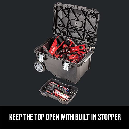 CRAFTSMAN 29-in. Rolling Tool Box with Wheels, Black, Plastic, Lockable (CMST24800) - style: 24 gallon Chest