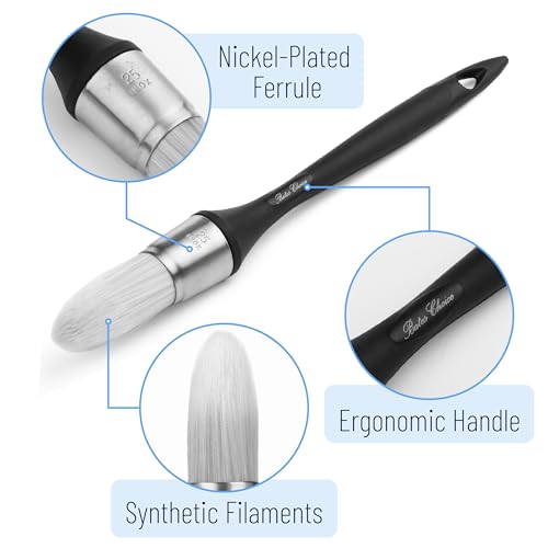 Bates- Trim Paint Brush, 3 pcs, 5/8”, 3/4” and 1”, Ergonomic Handle, Grey Theme, Trim Brushes for Painting - color: Grey Theme