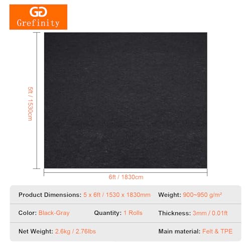Grefinity Oil Spill Mat, 60" x 72" Oil Mat for Driveway, Under Car Pad for Garage Floor, Protects Against Oil, Chemicals & Stains with TPE Anti-Leak Backing, Reusable & Washable - size: 5'x 6’
