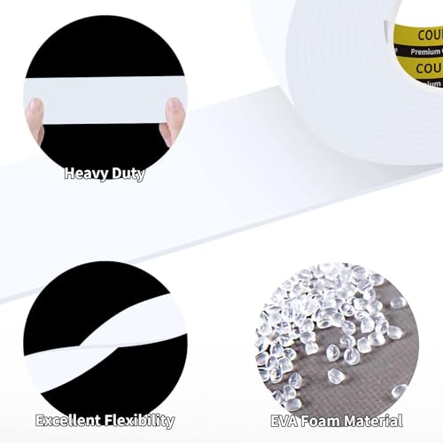 Single-Sided Adhesive EVA Foam Tape 2 Pack,2inX16.4FT,White Foam Weather Stripping,Door Seal & Window Insulation Tape,Waterproof Sound Proof Seal Strip for Doors,Garage Door & Gap Sealing - size: 2 Pack,2inX16.4FT