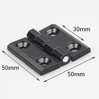 4 Pcs Black Zinc Alloy Hinge Door Frame Hinges Aluminum Profile Hinge Install Kit for 2020 Aluminum Extrusion Profile Slot 6mm (50x50mm) - size: 50x50mm