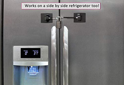 Refrigerator Lock (Black with Black Combination Padlock) - color: 1-Pack, Black with Black Combination Padlock