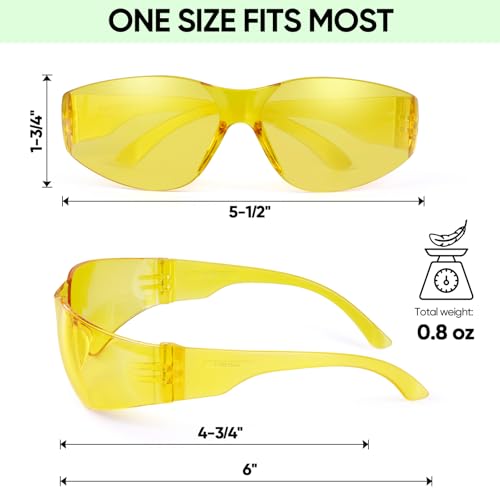 TICONN Clear Safety Glasses for Men and Women, Safety Goggles with Scratch Impact Resistant Meets ANSI Z87.1 Standard - style: 12 Pairs Yellow
