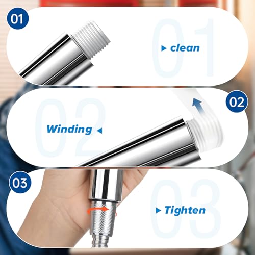 6 Rolls Premium Plumbers Tape, Teflon Tape, PTFE Thread Seal Tape, High-Density Thread Sealant, for Shower Head, Water Pipes (1/2 in X 394 in)