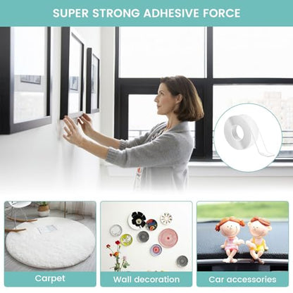 Double Sided Nano Tape Heavy Duty, Strong Sticky Extra Large (1.18in x 9.85Ft ) Removable Mounting Tape, Clear Multipurpose Wall Decor Adhesive Tape for Poster, Picture Hanging, Carpet, Photos Frames