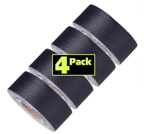 Mini Gaffer Tape Rolls by GafferPower 1 inch x 8yards - Pack of 4 Black, Made in The USA, Heavy Duty Gaffer's Tape, Strong Tough Compact Lightweight, Multipurpose - color: Black