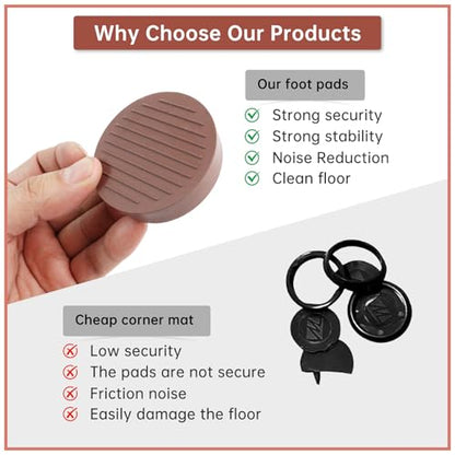 4 Pack Rubber Caster Cups, 2 X 2 Round Rubber Feet for Furniture, Non Slip Furniture Pads for Hardwood Floors, Bed Stoppers to Prevent Sliding, Couch Stoppers with Grippers - color: Brown