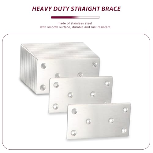50PCS Flat Mending Plates,3-1/8''304 Heavy Duty Stainless Steel Straight Mending Joining Plates, Metal Straight Brace for Shelves,Cabinet,Furniture Corner Repair Fixing-Silver,3.15X1.57X0.08IN - size: 3.15X1.57X0.08IN