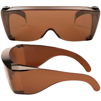 Cover-Ups Black Fit Over Sunglasses - Wrap Around Sunglasses - People Who Wear Prescription Glasses in the Sun - color: Brown