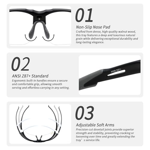 YIFAN Z87 Anti fog scratch shooting safety Pickleball glasses for men and women with Black frame |Wrap-Around | 100% UV Shielding| Eye Protection with adjustable Arms | Protective Eyewear