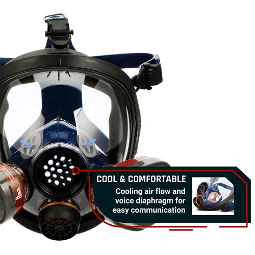 Parcil Distribution Full Face Respirator Mask - Air Purifying, Organic Vapor & Particulate - Industrial Use - CE Tested - color: Pd-101 Arctic Blue