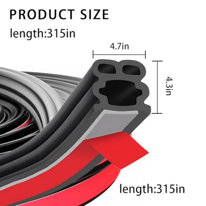 Car Door Seal Strip, 26.25ft Rubber Double Layer Self Adhesive Automotive Weather Stripping for Windows Hood Trunk, Soundproofing Vehicle Sealing Strip Accessories, Universal Fit - size: 26.25FT