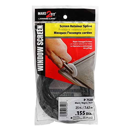 Prime-Line P 7520 Bulk Screen Spline, 0.155-Inch Diameter, 25 ft. Roll, Black - size: 0.155 in. (5/32 in.