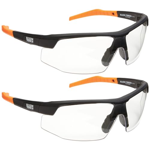 KLEIN TOOLS 60171 Safety Glasses, PPE Protective Eyewear with Semi Frame, Scratch Resistant and Anti-Fog, Clear Lens, 2-Pack - color: Clear Lens, size: 2 Pack