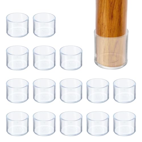 PATIKIL Round Rubber Chair Leg Caps Tips 3/16", 16 Pcs Plastic Furniture Leg Floor Protectors No Scratches No Noise for Chair Leg Protect Hardwood Floor, Transparent - color: Transparent, size: 3/16"