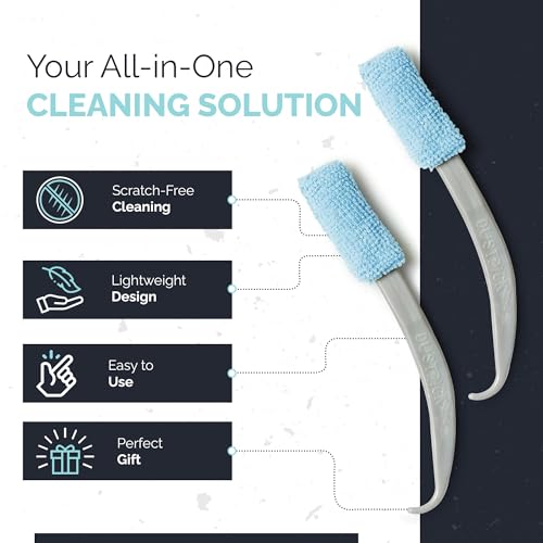 Reusable Microfiber Duster & Crevice Cleaning Brush | Versatile Cleaning Tools for Blinds, Window Tracks, Shutters, Baseboards, Kitchen Gaps | Microfiber Window & Space Cleaner (Pack of 2)