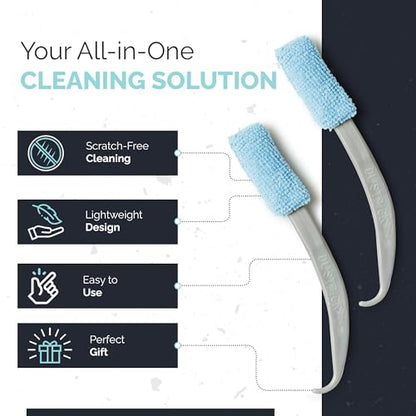 Reusable Microfiber Duster & Crevice Cleaning Brush | Versatile Cleaning Tools for Blinds, Window Tracks, Shutters, Baseboards, Kitchen Gaps | Microfiber Window & Space Cleaner (Pack of 2)