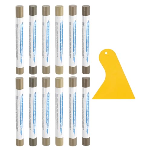 uxcell 12Pcs Wood Filler Sticks, Furniture Scratch Repair Wax Crayons Furniture Touch Up Markers Wood Repair Wax Kit with Spatula for Furniture, 12 Colors Tech & Gray Series - color: Tech Gray Series