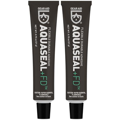 GEAR AID Aquaseal FD Flexible Durable Repair Adhesive for Fixing Tears and Holes in Waders, Wetsuits, PVC Inflatables, Vinyl and Outdoor Gear, Dries Clear, 0.75 oz, 2 Pack - style: .75 oz - 2 Pack