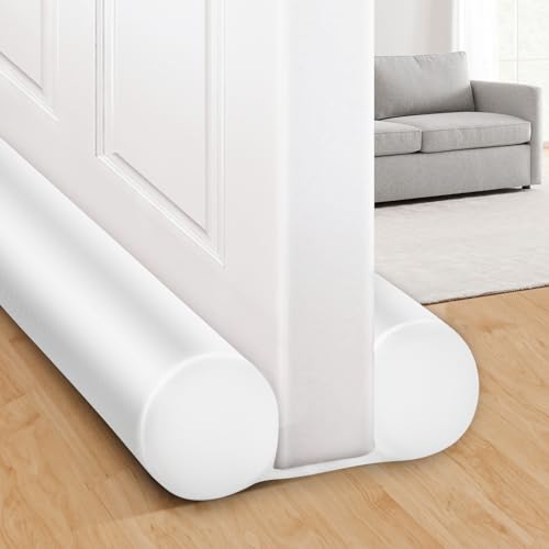 MAXTID Under Door Draft Stopper White 32Inch, Weather Stripping Door Seal, Door Sweep for Exterior & Interior Doors Door Bottom Seal Dust and Noise Insulation Large Door Draft Guard of Doors - color: White, size: 32" (Up to 1.7" Gaps)
