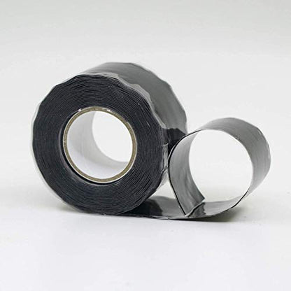 Romeda 1 Inch x 10 FT Black Self-Fusing Silicone, Thickness 0.5mm Hose Repair Tape, Heavy Duty and Leak Proof Rubber Hose Tape, Pipe for Water - Black - color: Black, size: 0.5mm (Thickness)