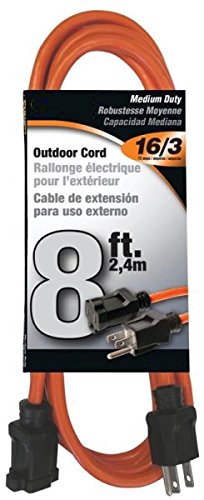 Rocky Mountain Cable Outdoor Extension Cord Orange 3 Prong - Heavy Duty Vinyl - 16/3 - Ultra flexible, Water resistant, flame retardant - Weather resistant - Reinforced for durability (8 feet)