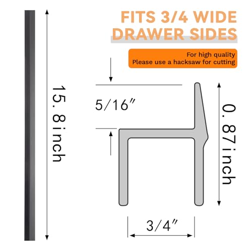 Chinco 2 Pieces PVC Drawer Hanging File Rails Black Cabinet Rails for Hanging 1/2 Drawer Sides Letter Size File Storage Folder Organizer(for 3/4 Inch-wide, 15. 8 Inch) - size: for 3/4 inch-wide, 15.8 Inch